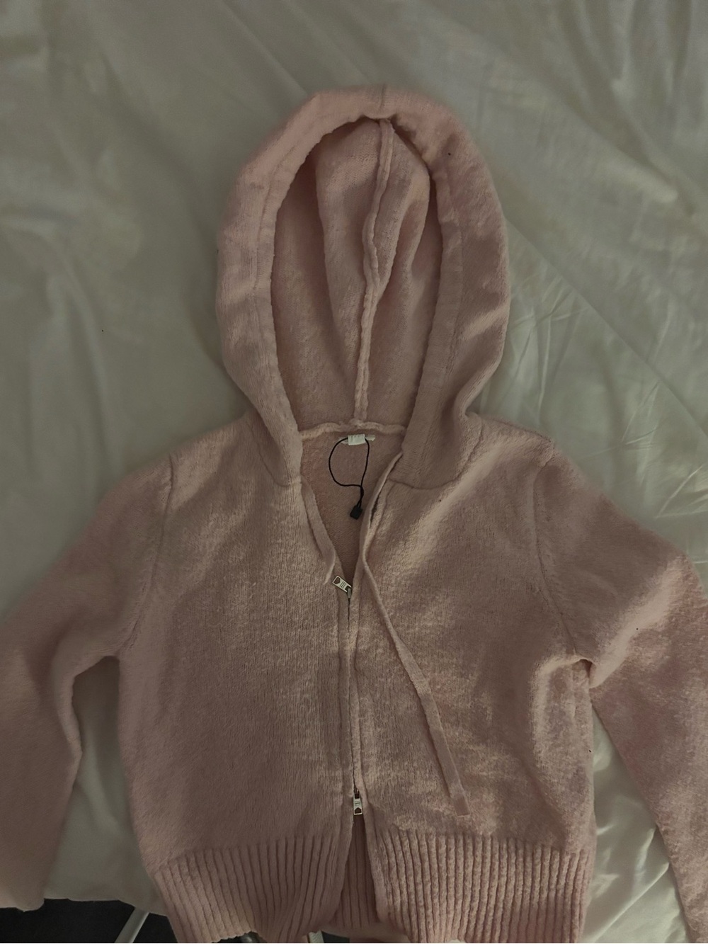 Garage Plush Hooded Zip-Up Sweater - Light Pink